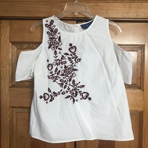 Francesca’s Coll. Open-Shoulder Embroidered Blouse